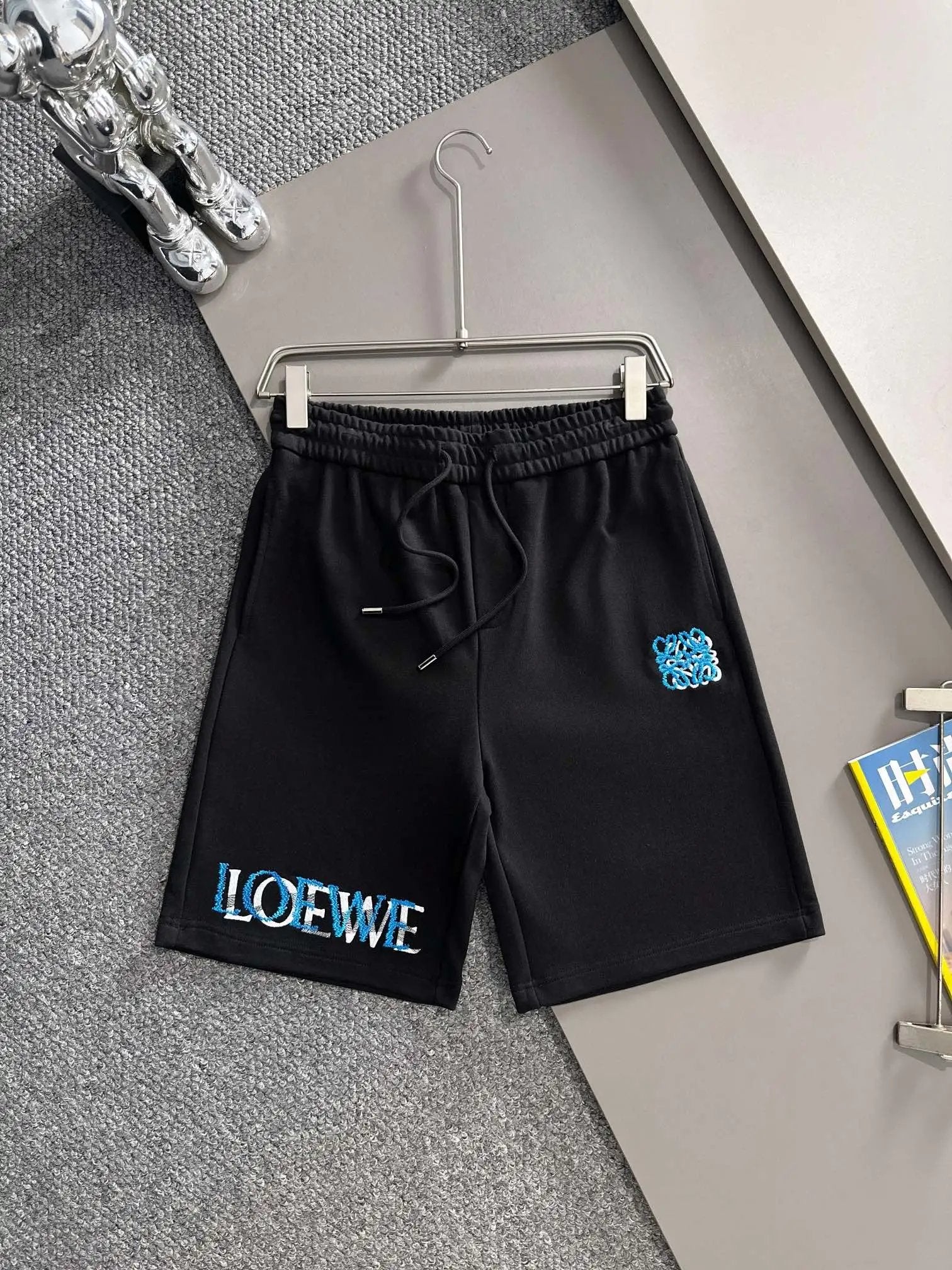 LOEWE Shorts Front High-Density Overlapping Letter Pattern Embroidery logo Five-point Shorts25ss New Drawstring Casual Pants for Men and Women, Summer Style5Two-in-One Casual Sweatpants Pure Cotton Joggers