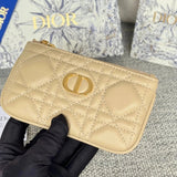 Dior Women's Bag Top version 【Original Version】Caro Card Clamp Spring and Summer New Men's and Women's Card Holder Coin Pocket Coin Bag Zipper Small Bag Card Holder Men's and Women's Bags