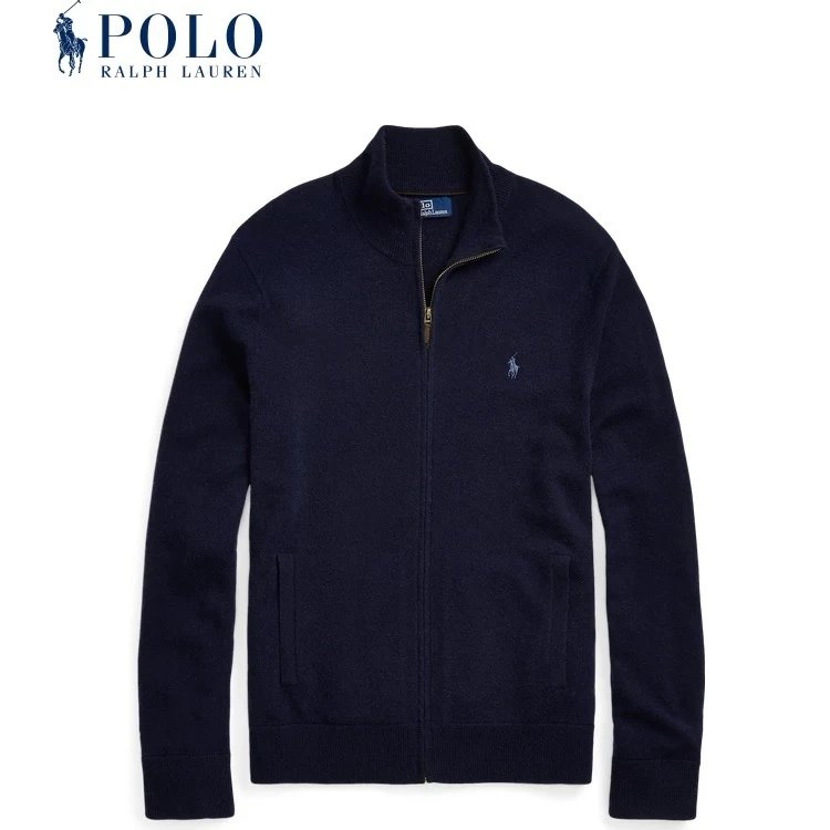 Ralph Lauren Sweater Top Version Standard Men's Classic Standard Edition Full Zipper Knitted Sweater Sweater Coat