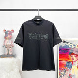 Balenciaga T-shirt Totem Heart Letter Crack Print Vintage Crew Neck Short Sleeve25ss New Pure Cotton Unisex Style T T-shirt OS Loose Fit Base Shirt Top Half Sleeve T-Shirt