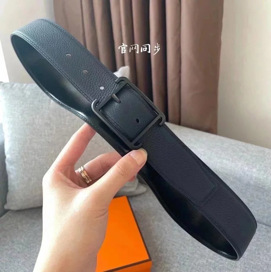 Hermes Belt Top version New Men's Lady's Pants Belt3.8cm Import togo Leather Double-Sided Lychee Pattern Pin Buckle Double-Sided Belt Stainless Steel Hardware Belt togo Leather belt H Belt Loop Business