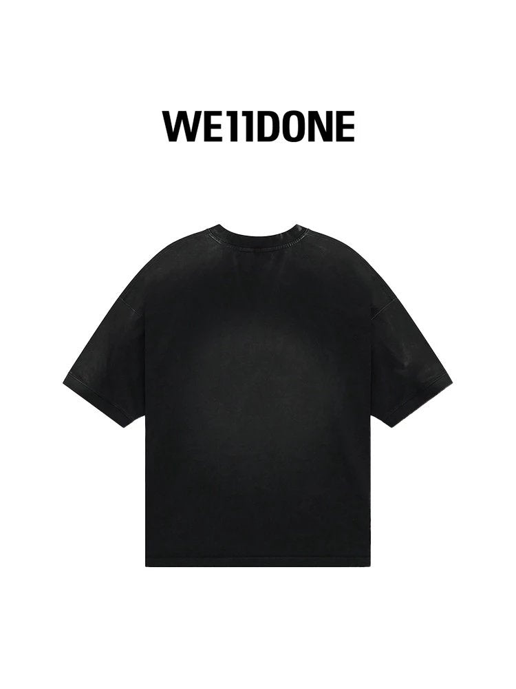 We11done T-shirt Top Version Neutral Men and Women Same Crack logo Printed Bleaching Color T T-shirt Short Sleeve