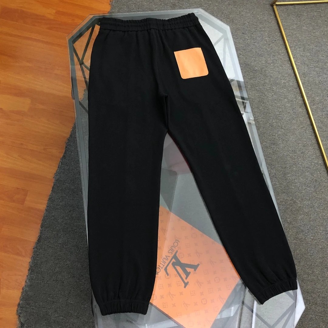 LOEWE Sweatpants 2024ss New Veneer LOGO Drawstring Jogger Sweatpants for Men and Women, Autumn and Winter Loose Fit, High Waist, Color Block, Plus Size, Casual Pants