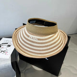 PRADA Hat Striped Knitwear logo Fisherman Hat Casual Sun Protection UV Protection Plain Face Covering Sun Hat Outdoor Versatile Flat Top Bucket Hat