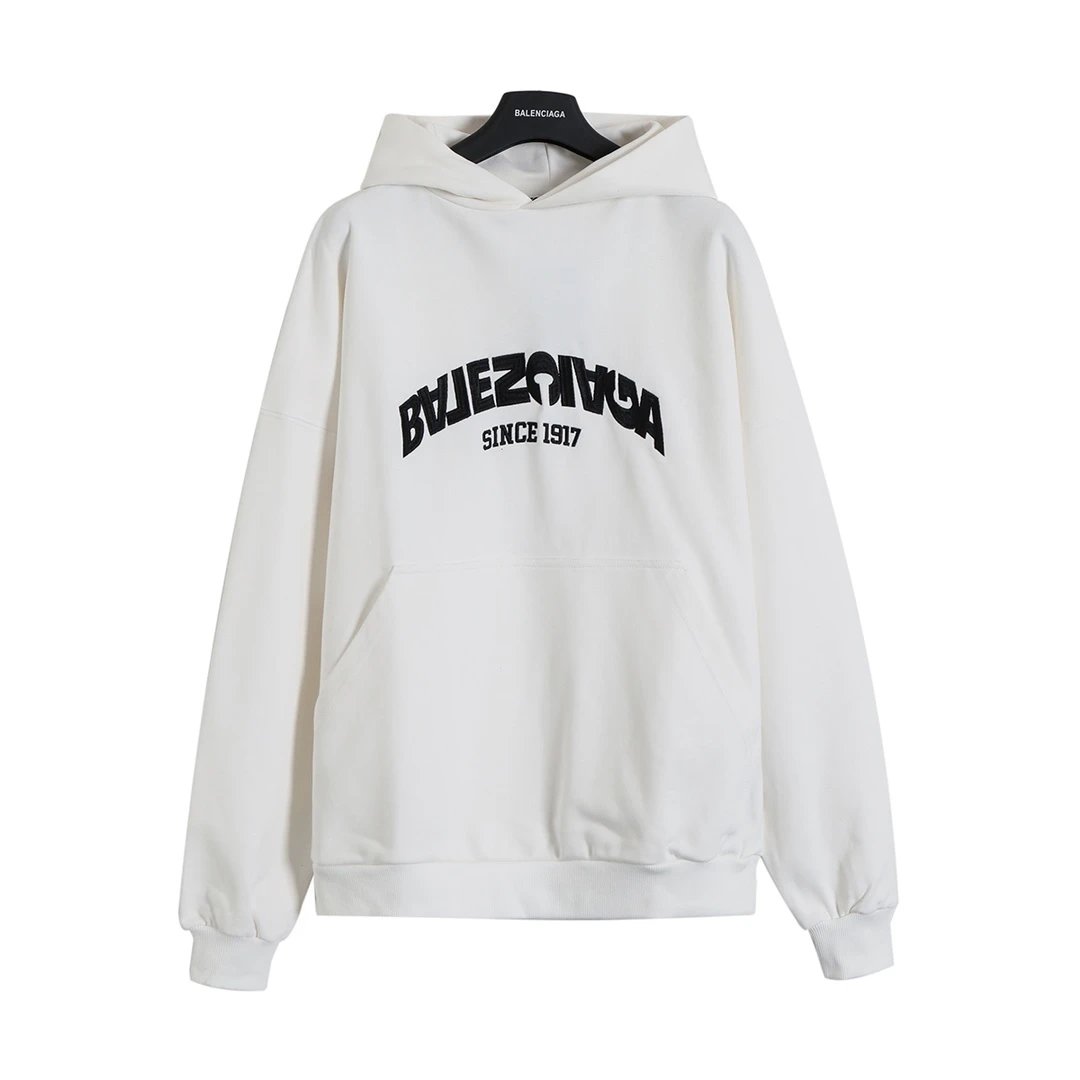 Balenciaga Hoodie 24FW Reversed Messy Letter Embroidery Hoodie Sweatshirt Unisex Sports Casual Loose Fit Versatile