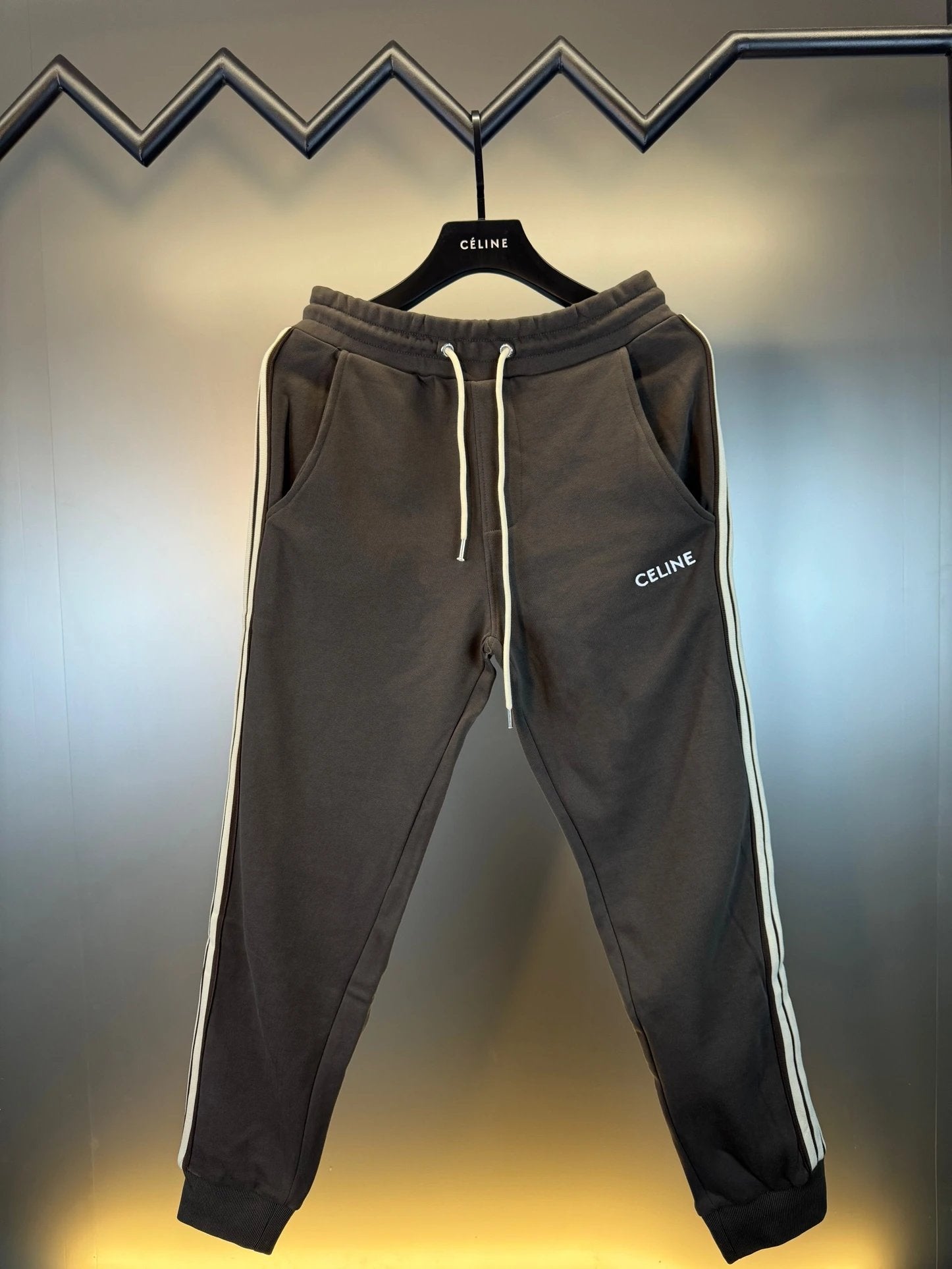 Celine Sweatpants Classic Embroidery logo Drawstring Jogger Sweatpants for Men and Women, Autumn and Winter Loose Fit, High Waist, Color Block, Plus Size, Casual Pants