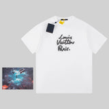 Louis Vuitton LV T-shirt Neon Light Letter Print on the Chest logo round Neck Short Sleeve25ss New pure cotton T Unisex T-Shirt OS Drop Shoulder Loose Fit Base Shirt Top T-Shirt Short Sleeve