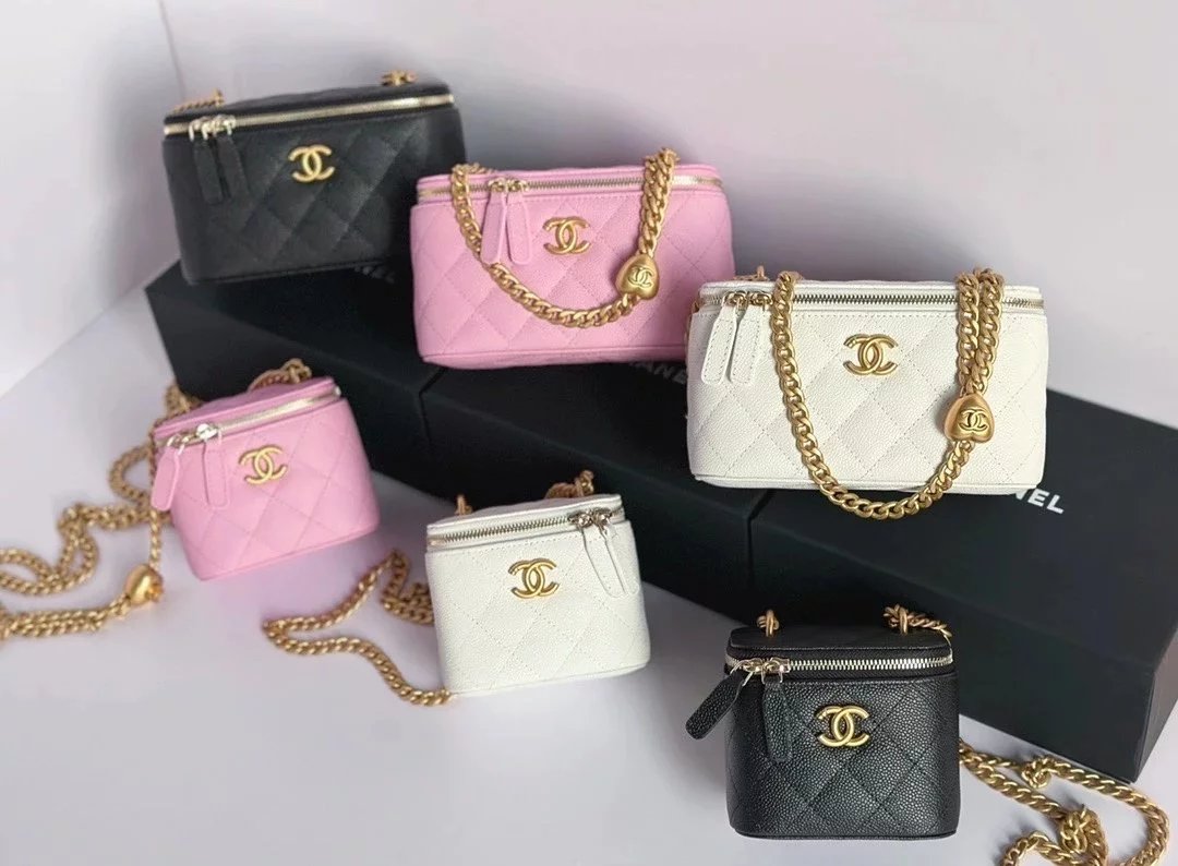 Chanel Women's Bag Top version 【Surrogate Shopping Version Original Leather】Small2023New Year Love Adjustable Buckle Lipstick Box Bag Cosmetic Bag Love Box Bag Caviar Cowhide23P Latest Love Adjustable Buckle Box Bag Women's Bag Summer Essential Small Bag