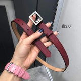 Givenchy Belt Top version New Women's Leather Belt First Layer Cowhide Trendy All-Matching2.0Narrow Belt Thin