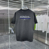 Balenciaga T-shirt Front and Rear Letter Printing logo round Neck Short Sleeve25ss New Pure Cotton Unisex Style T Casual T-Shirt Base Layer Shirt OS Loose Fit Half Sleeve Top Plus Size