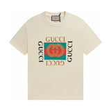 Gucci T-shirt Square Letter Print on Chest logo round Neck Short Sleeve25ss New Pure Cotton Unisex Style T T-shirt OS Loose Fit Base Shirt Top Half Sleeve T-Shirt