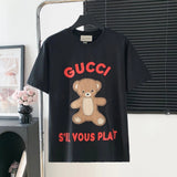 Gucci T-shirt Colorful Bear Print on the Chest Logo Logo Crew Neck Short Sleeve25ss New pure cotton T Unisex T-Shirt OS Loose Fit Base Shirt Top Half Sleeve T-Shirt