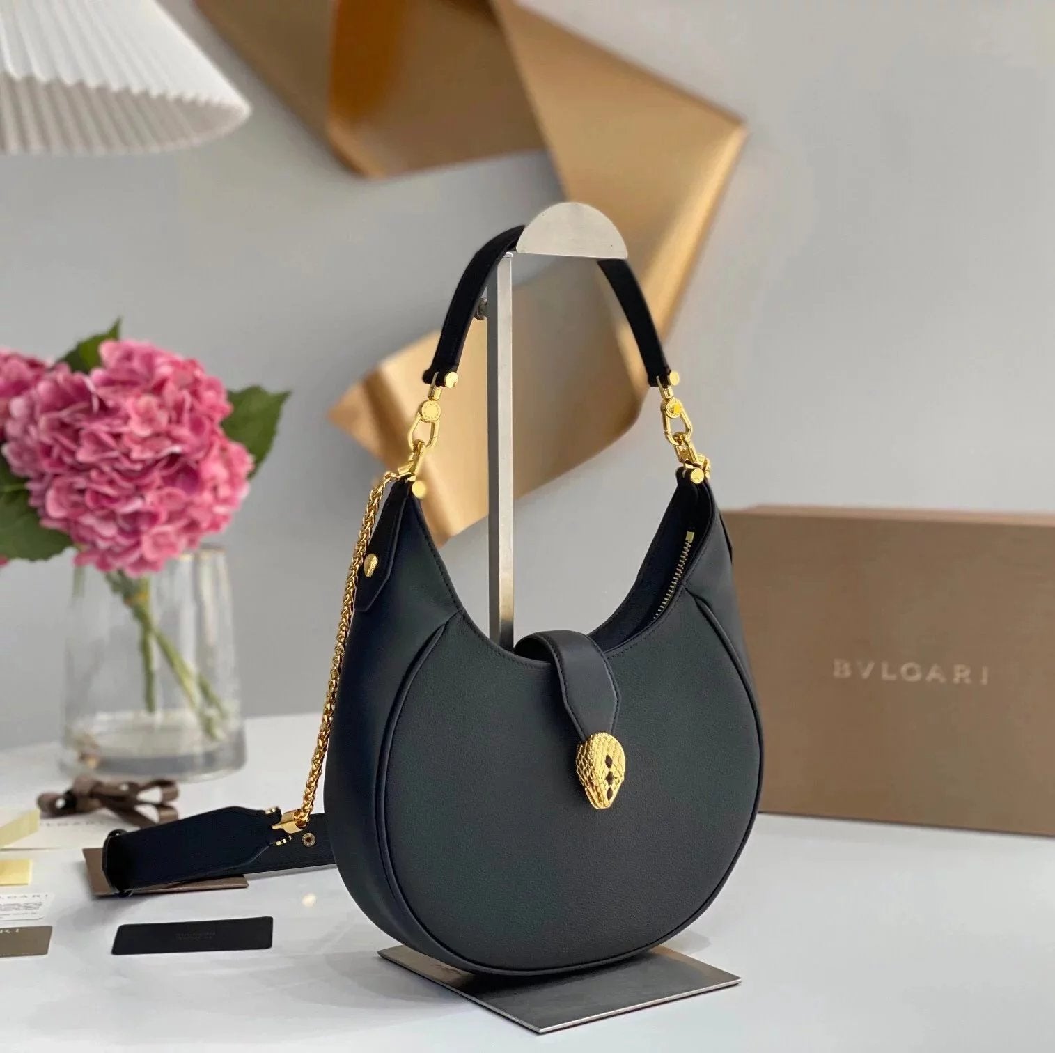 BVLGARI Bag Top version 【Original Leather】2022Spring and Summer New Women's Bag BVLGARI”Crossbody Bag Underarm Bag Blue Brand New SERPENTIELLIPSE Series hobo Bag Small Size Crossbody Bag Shoulder Bag Handbag Underarm Bag Cattle Leather Bag