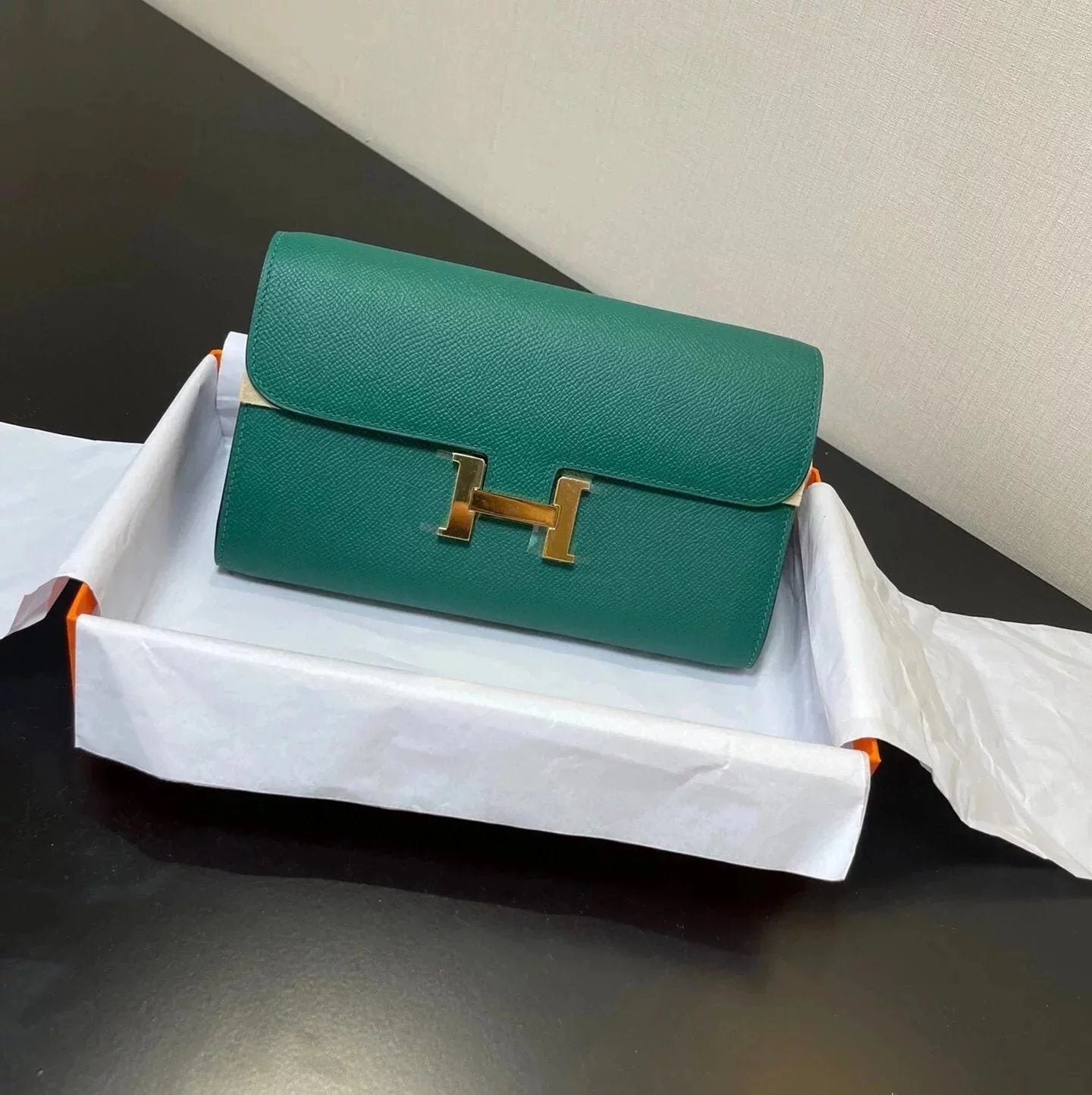 Hermes women's bag Top version New Kangkang Women's Bag epsom Leather Palm Print ConstanceToGoWoc Shoulder Crossbody Handbag Clutch Long Long Purse Wallet Dinner Bag