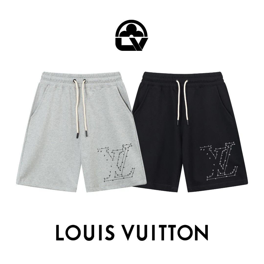 Louis Vuitton LV Shorts Letter Printing logo Five-point Shorts25ss New Drawstring Casual Summer Pants American Style5Two-in-One Casual Sweatpants for Men and Women, Pure Cotton Joggers