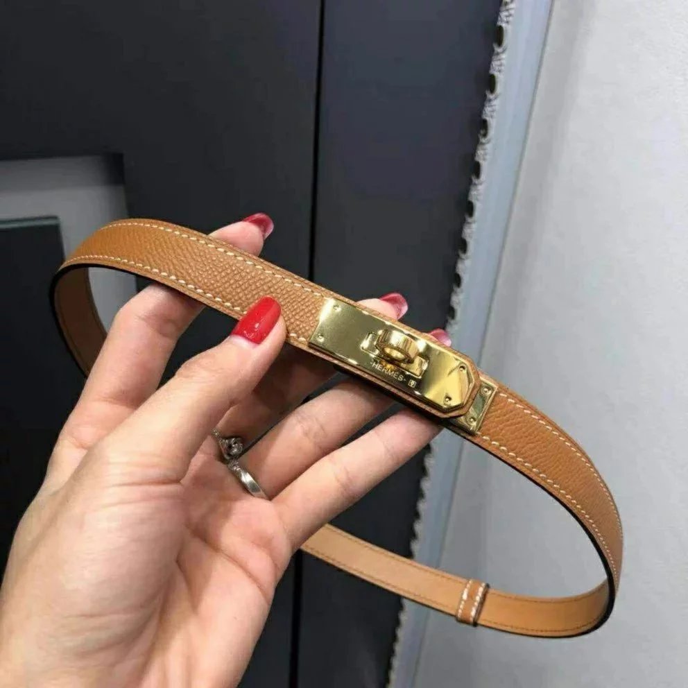 Hermes Belt Top version New Full Set Belt Women's First Layer Cowhide Leather Casual All-Matching Fashion Belt Kelly Women's Thin Belt