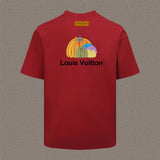 Louis Vuitton LV T-shirt Grass-Grown Mi Jian Series Back Print logo round Neck Short Sleeve25ss New pure cotton T Unisex T-Shirt OS Loose Fit Base Shirt Top Half Sleeve T-Shirt