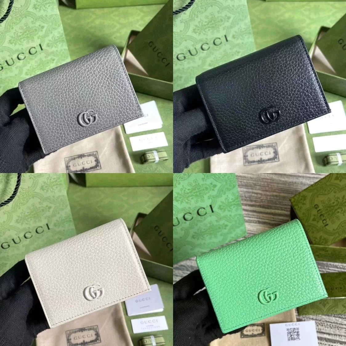 Gucci Wallet Top version 【Original Leather】2022New Wallet Marmont Series Card Holder Cowhide Short Wallet Wallet Men's and Women's Wallet456126