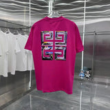 Givenchy T-shirt Back with colorful large4G Printing logo round Neck Short Sleeve25ss New pure cotton T Unisex T-Shirt OS Loose Fit Base Shirt Top Half Sleeve T-Shirt