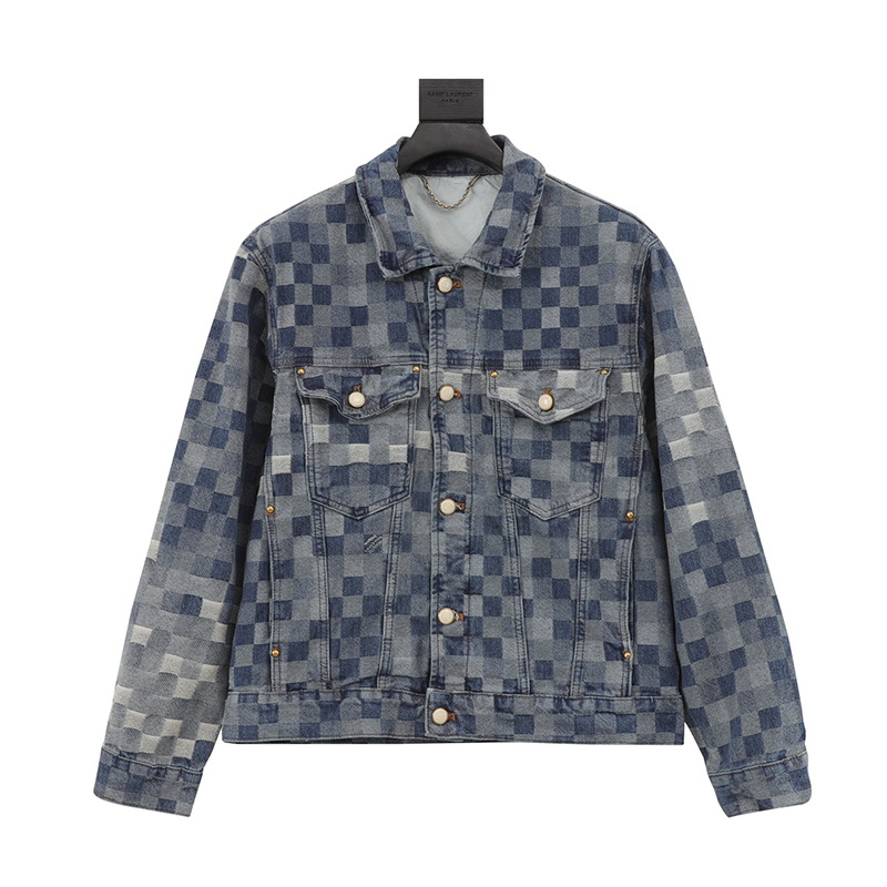 Louis Vuitton LV Jackets Mosaic Denim Coat for Men and Women