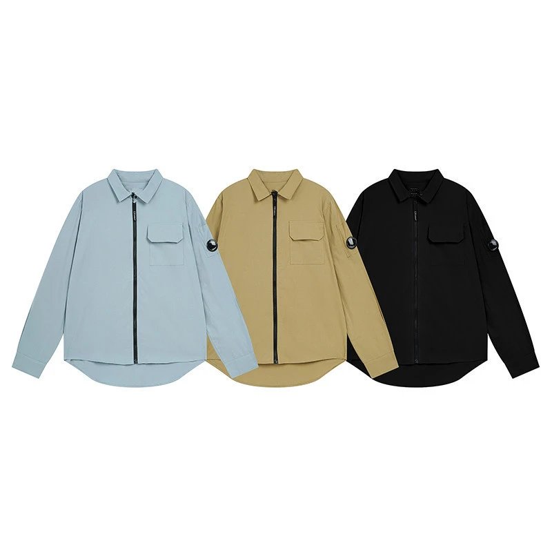 CP Company Jackets Coats Glasses New Casual Simple Loose Lapel Long Sleeves Zipper Cardigan Shirt Men's Shirt