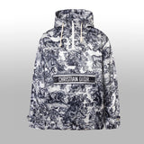 Dior Jackets Full Print Old Flower Rui Jungle Animal Series Hooded Windbreaker Waterproof Half-Zip Jacket Unisex