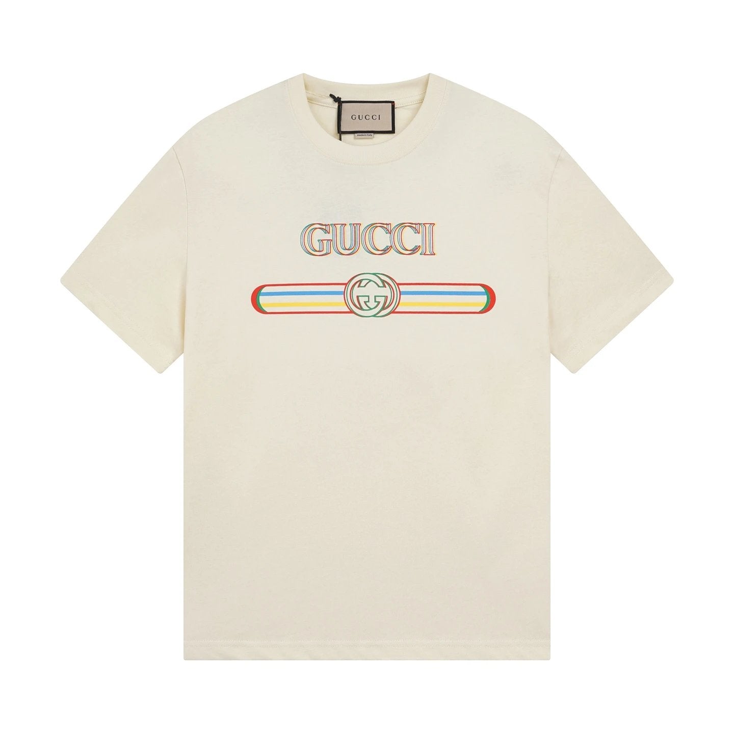 Gucci T-shirt Front Chest Double Image Letter Print logo round Neck Short Sleeve25ss New pure cotton T Unisex T-Shirt OS Drop Shoulder Loose Fit Base Shirt Top T-Shirt Short Sleeve