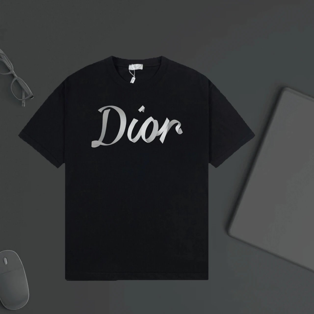 Dior T-shirt Chest Letter Print logo round Neck Short Sleeve25ss New pure cotton T Unisex T-Shirt OS Loose Fit Base Shirt Top Half Sleeve T-Shirt