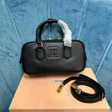 Miu Miu Bag Top version 【Original Leather】New Bowling Bag Miu Home Unique Style Matelasse Sheepskin Bag Small Size Large Size Hand-Held Pleated Sheepskin Leather Women's Bag Box Bag Travel Bag New Women's Bag Pillow Bag Bowling Bag5BB1845BB142