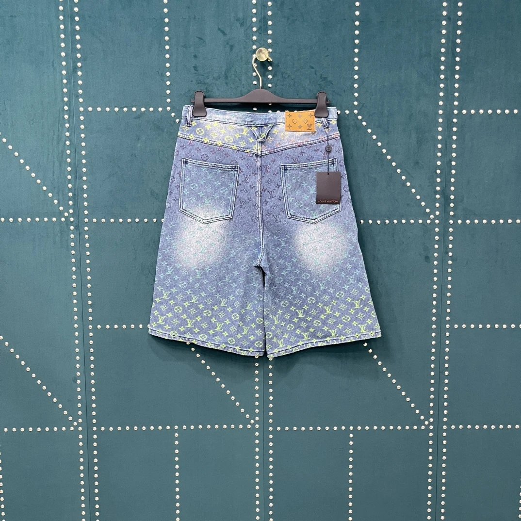 Louis Vuitton LV Shorts Gradient rainbow logo Five-point Shorts25ss New Drawstring Casual Summer Pants American Style5Two-in-One Casual Sweatpants for Men and Women D 100% Cotton Sweatpants