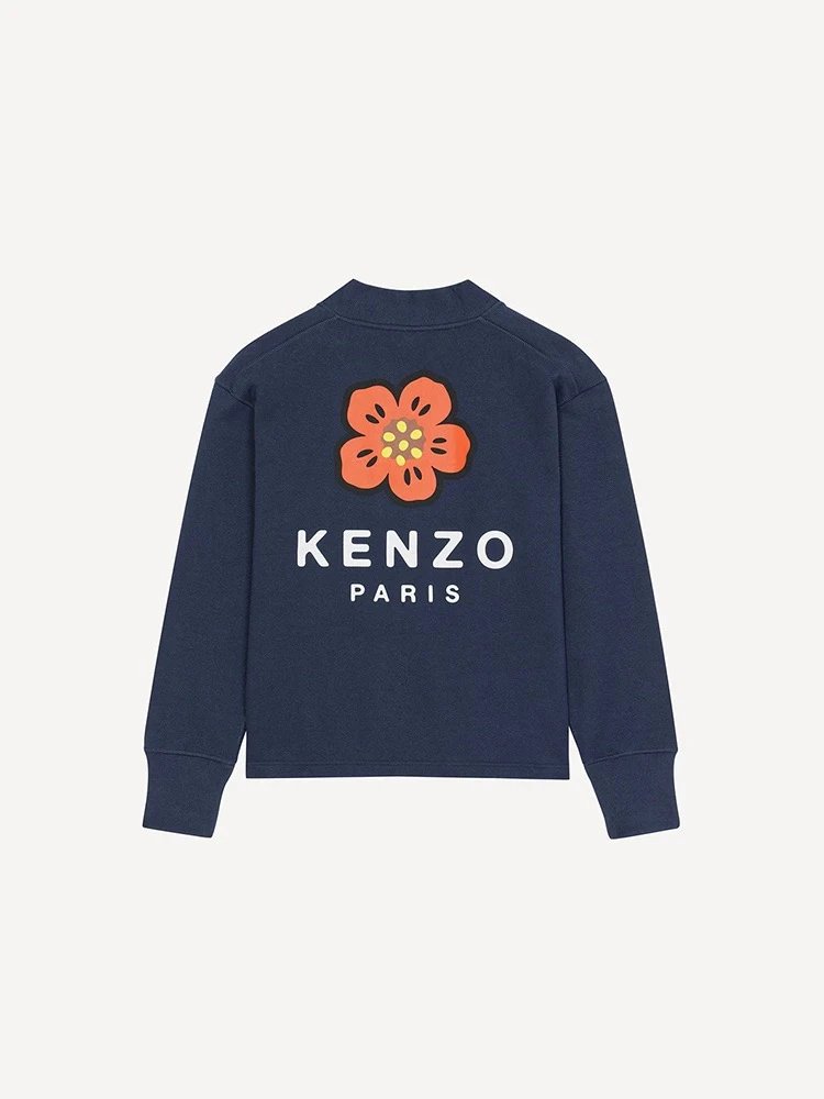 Kenzo Hoodie Top Version Tiger Head Men's Begonia Series Flowers Print Casual Cotton Long Sleeve Simple Cardigan Sweater