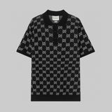 Gucci T-shirt over Printed Letters logo Jacquard POLO Shirt Lapel Short Sleeve25ss New Unisex Summer Short Sleeve OS Loose T Business Half Sleeve Shirt Plus Size T-Shirt