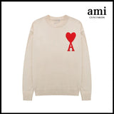 Ami Sweater Knitwear Classic round Neck Big Heart Jacquard Pullover Sweater Loose and Idle Sense Casual Couple Outfit-CY