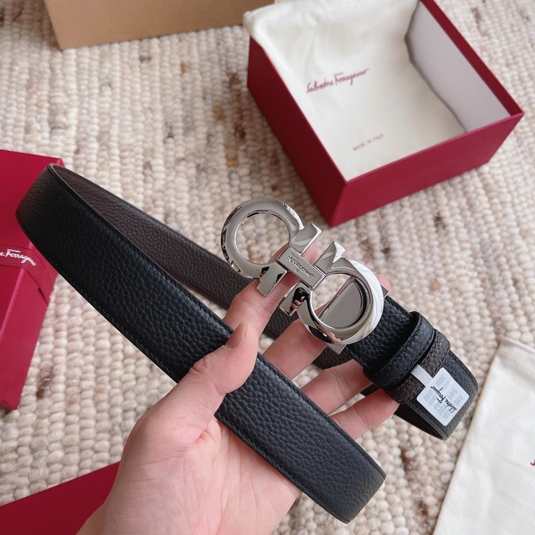 Ferragamo Belt Top version 【Full Package】Belt Width for Men and Women3.5cm with Chip nfc Anti-Counterfeiting Quality Counter Full Set Packaging Italian Double-Sided Cowhide Matching Boutique Brass Buckle Long and Short Belt Pants Belt