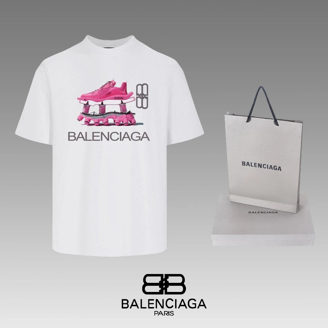 Balenciaga T-shirt Chest Sneaker Pattern Print logo round Neck Short Sleeve25ss New pure cotton T Unisex T-Shirt OS Loose Fit Base Shirt Top Half Sleeve T-Shirt