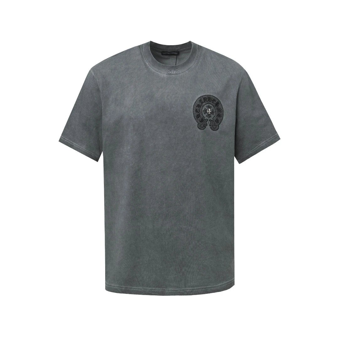 Chrome Hearts T-shirt Back with Sanskrit Embroidery logo round Neck Short Sleeve25ss New pure cotton T Unisex T-Shirt OS Loose Fit Base Shirt Top Half Sleeve T-Shirt