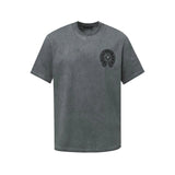 Chrome Hearts T-shirt Back with Sanskrit Embroidery logo round Neck Short Sleeve25ss New pure cotton T Unisex T-Shirt OS Loose Fit Base Shirt Top Half Sleeve T-Shirt