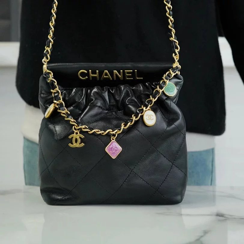 Chanel Women's Bag Top version 【**Original Version】New l23pmini22bag Small Chinese Character Fu Bag Gem Lucky Bag hobo Mini Bag22Handbag Xiaofu Bag Underarm Bag Crossbody Bag