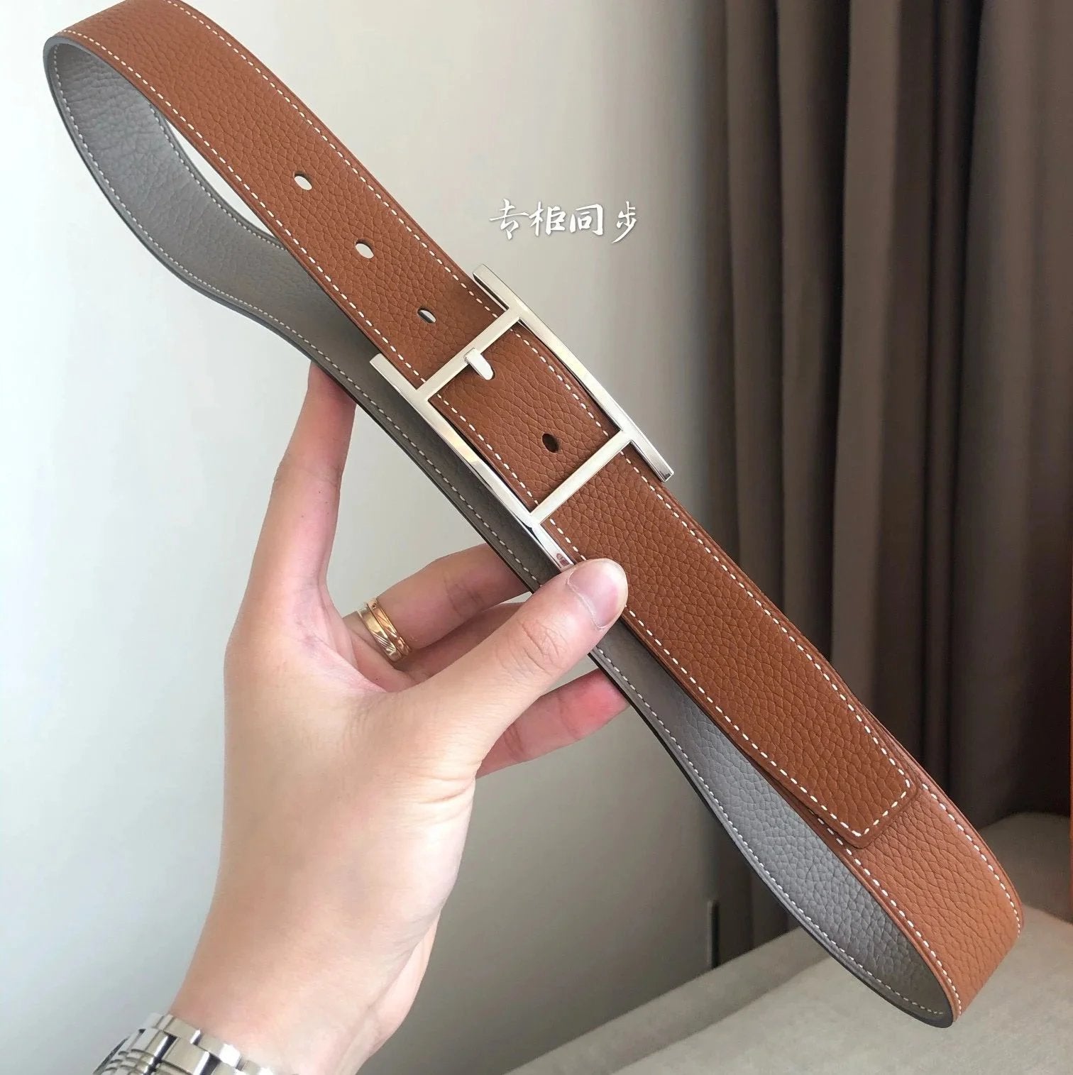 Hermes Belt Top version Double-Sided Imported First Layer Cow Leather Belt Double-Sided Available Genuine Leather for Men and Women Belt Business Casual All-Match Pant Belt3.2Centimeter Wide