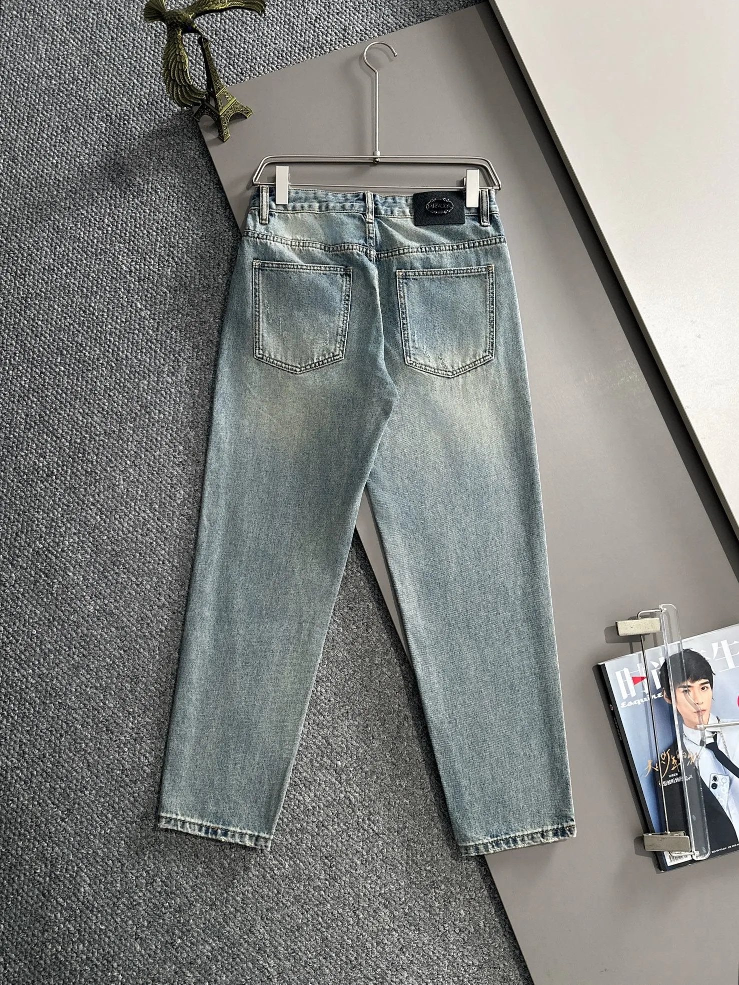 PRADA Jeans Ripped Jeans All-Season Wear Unisex Straight-Leg Long Pants Versatile Casual