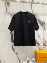 PRADA T-shirt Red silicone zipper triangle logo LOGO Design Logo Crew Neck Short Sleeve25ss New Pure Cotton Unisex Style T T-shirt OS Loose Fit Base Shirt Casual Short Sleeve T-Shirt