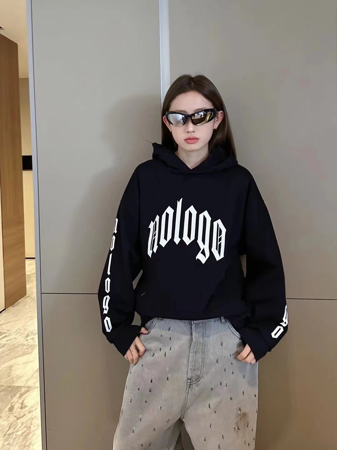 Balenciaga Hoodie 24FWNologo Crack Pattern Hoodie Sweatshirt Jacket Autumn Winter Unisex