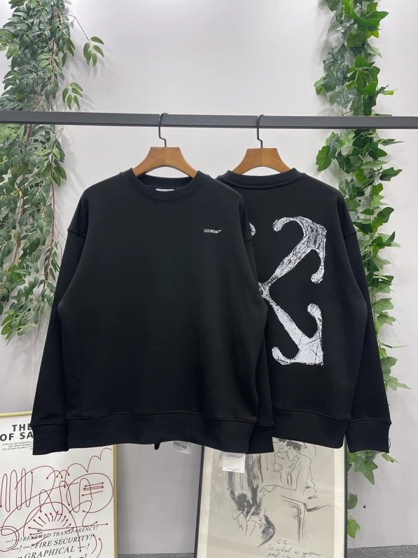 OFF -White Hoodie Top Version Counter Same Style Crew Neck Pullover Sweatshirt Top Men and Women Same Style Autumn and Winter Leisure