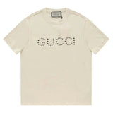 Gucci T-shirt Front Chest Rivets logo round Neck Short Sleeve25ss New Pure Cotton Unisex Style T T-shirt OS Loose Fit Base Shirt Top Half Sleeve T-Shirt