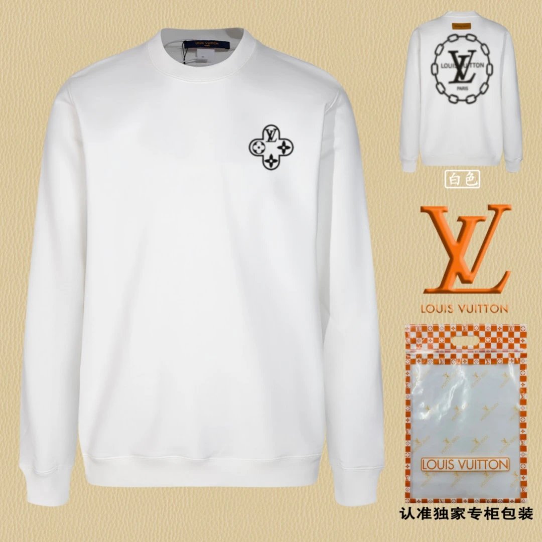 Louis Vuitton LV Hoodie Large back logo Round Neck Sweatshirt Jacket Pullover Long Sleeve OS Unisex Sports Casual Loose Fit Base Shirt Top