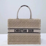 Dior Women's Bag Top version 【New Arrivals】22Lady Nian Booktote Handbag New Lamb Wool Velvet Rhombus Shopping Bag Large Capacity Totes Plush Hand-Carrying Bag Women's Bag