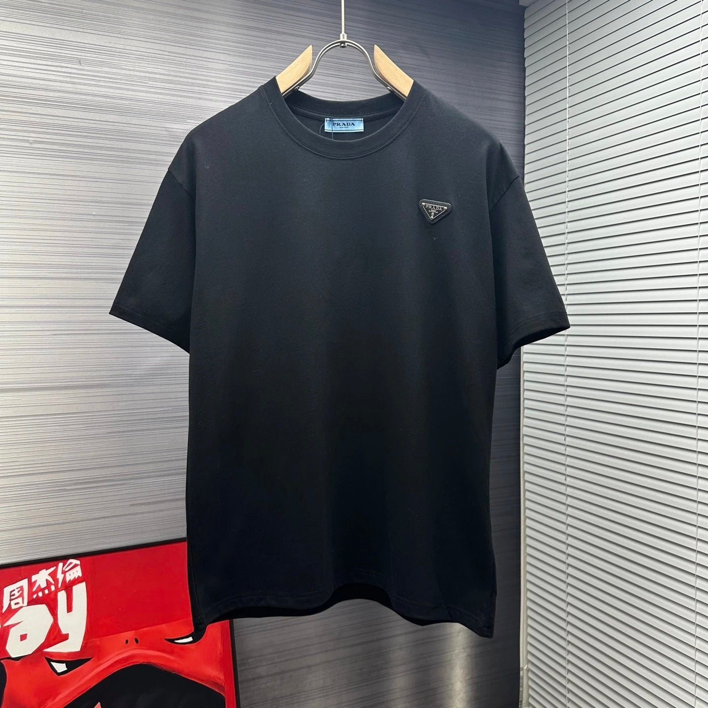PRADA T-shirt Chest Triangle Logo logo round Neck Short Sleeve25ss New Pure Cotton Unisex Style T Casual T-Shirt Base Layer Shirt OS Loose Fit Half Sleeve Top Plus Size