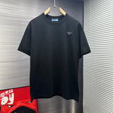 PRADA T-shirt Chest Triangle Logo logo round Neck Short Sleeve25ss New Pure Cotton Unisex Style T Casual T-Shirt Base Layer Shirt OS Loose Fit Half Sleeve Top Plus Size