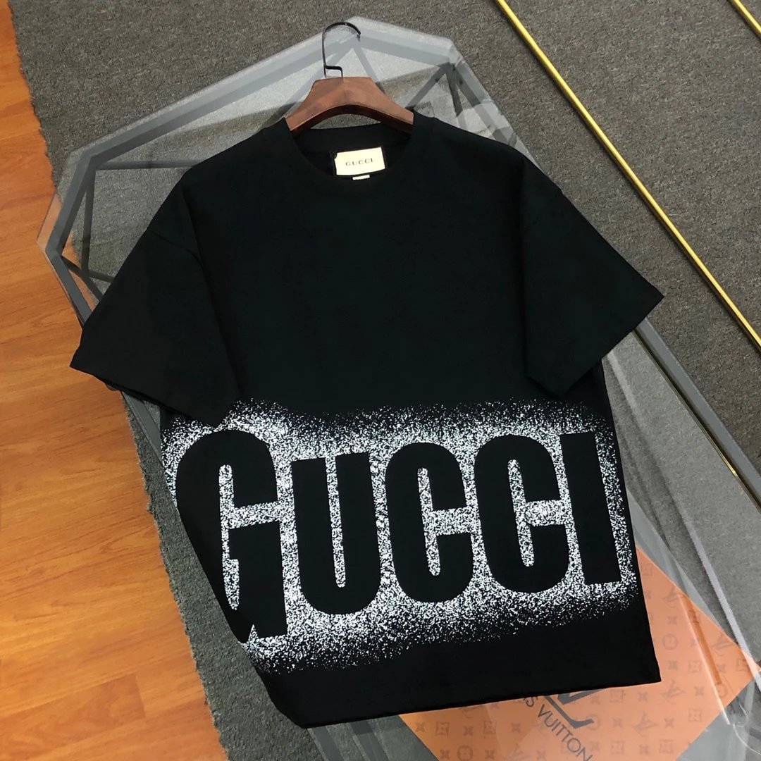 Gucci T-shirt Printing logo round Neck Short Sleeve25ss New Pure Cotton Unisex Style T Casual T-Shirt Base Layer Shirt OS Loose design
