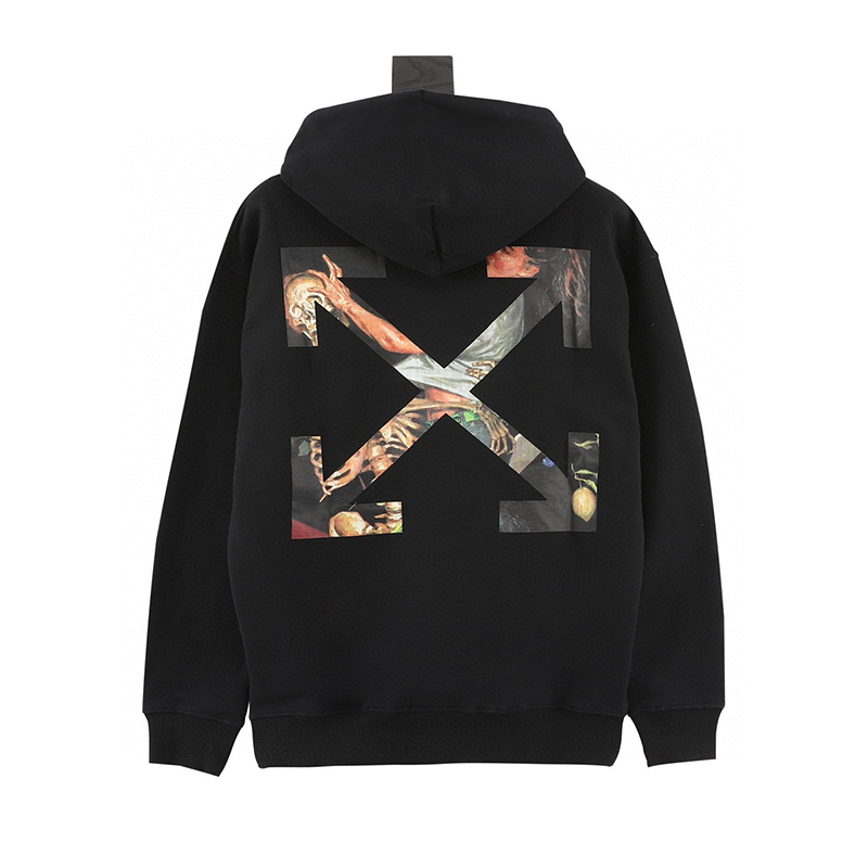 OFF -White Hoodie Religious Oil Painting Arrow Printed Hoodie Same Style for Men and Women